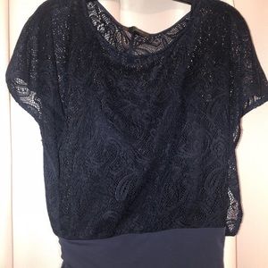Navy lace shirt w/ navy underlay tank top